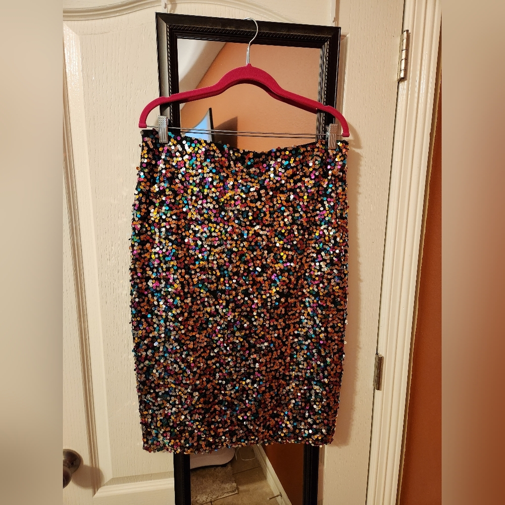 Women's Festive Multi Colored Sequince Skirt